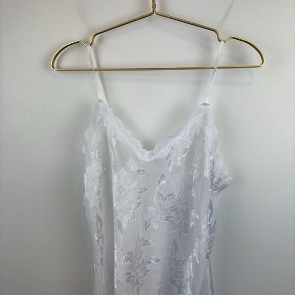 American Vintage Bridal 100% Nylon  White Floral Slip Dress‎ Size Medium - Picture 7 of 7